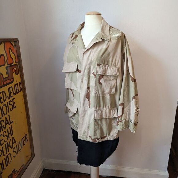 Reworked Painted Camouflage Camo Jacket Size L - Picture 3 of 8